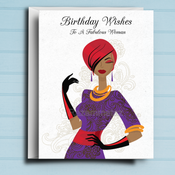 Black Woman Birthday Card L